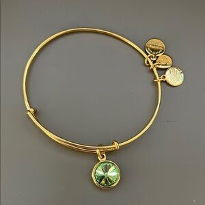 Alex and Ani Gold and Green Minimalist Bangle Bracelet